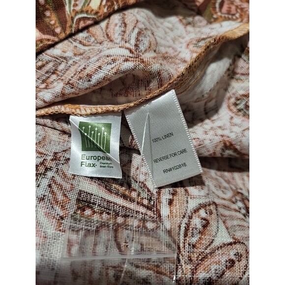 Garnet Hill Womens Garden Floral Linen Midi Skirt L New - Boho Pockets Western - Picture 5 of 8